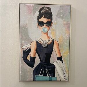 Chic Glamour Wall Art with Black and Blue Accents